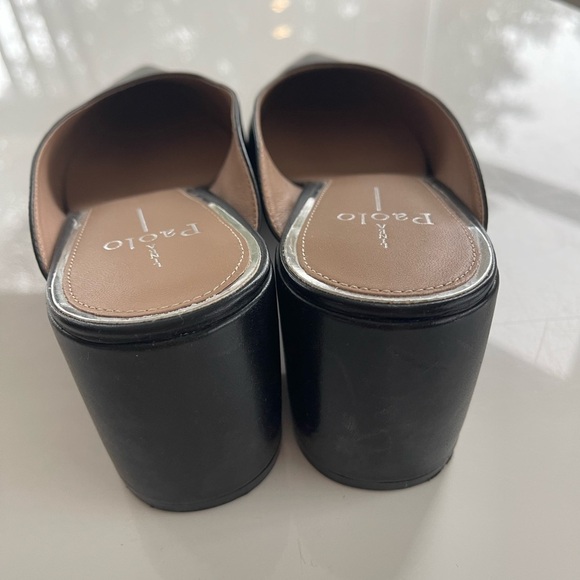 Linea Paolo Svelte Almond Toe Mid Block Heel Mule Black Nappa - 10 - Picture 9 of 10